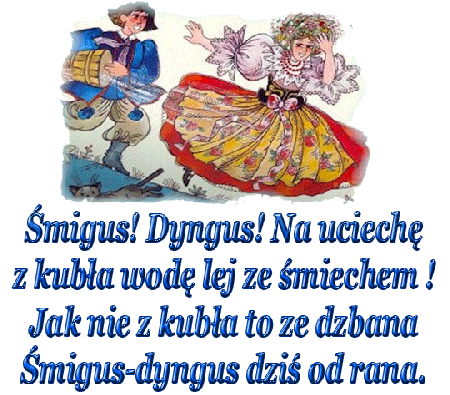 Chłopak biegnie z wiadrem wody i życzeniami na Lany Poniedziałek